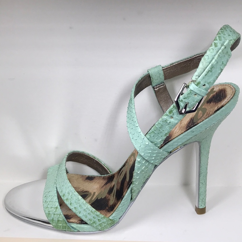 Sam Edelman Mint snakeskin Leather Stilettos